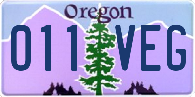 OR license plate 011VEG