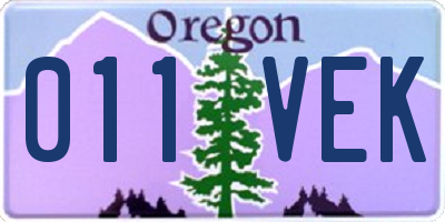 OR license plate 011VEK