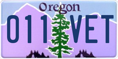 OR license plate 011VET