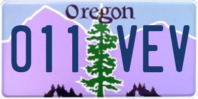 OR license plate 011VEV