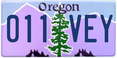 OR license plate 011VEY