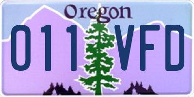 OR license plate 011VFD