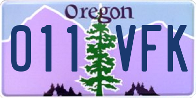 OR license plate 011VFK
