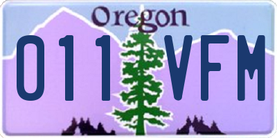 OR license plate 011VFM