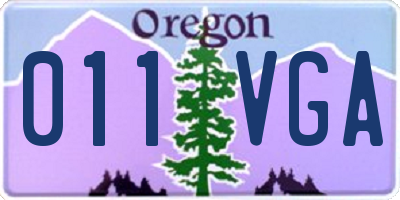 OR license plate 011VGA