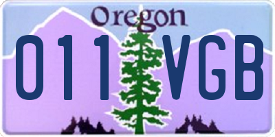 OR license plate 011VGB