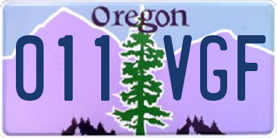 OR license plate 011VGF