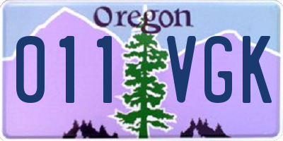 OR license plate 011VGK
