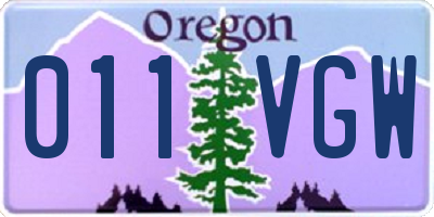OR license plate 011VGW