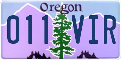 OR license plate 011VIR