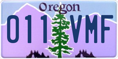 OR license plate 011VMF
