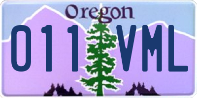 OR license plate 011VML