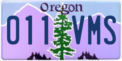 OR license plate 011VMS