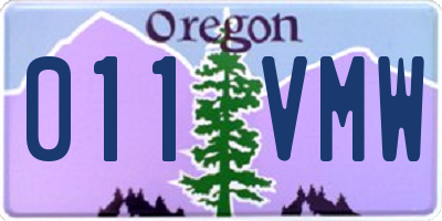 OR license plate 011VMW