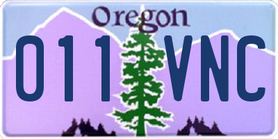 OR license plate 011VNC