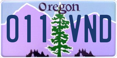 OR license plate 011VND