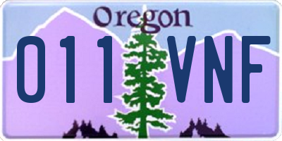 OR license plate 011VNF