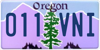 OR license plate 011VNI