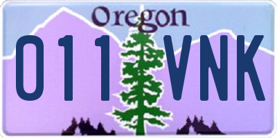 OR license plate 011VNK