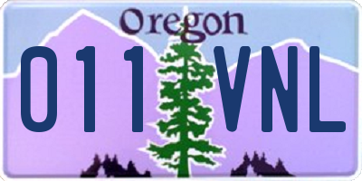 OR license plate 011VNL