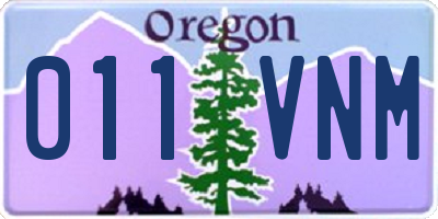 OR license plate 011VNM