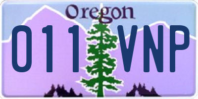 OR license plate 011VNP
