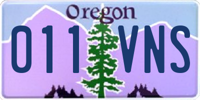 OR license plate 011VNS