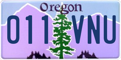OR license plate 011VNU