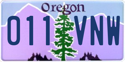 OR license plate 011VNW