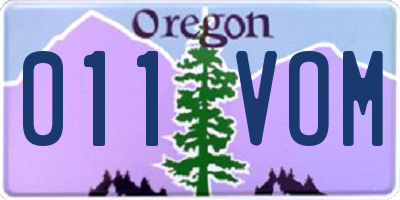OR license plate 011VOM