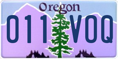 OR license plate 011VOQ