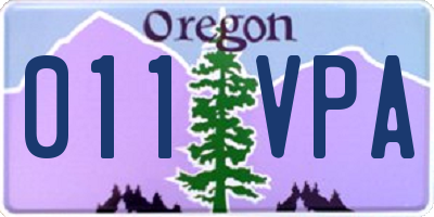 OR license plate 011VPA