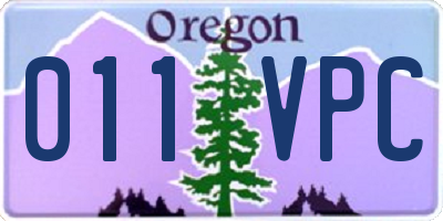 OR license plate 011VPC