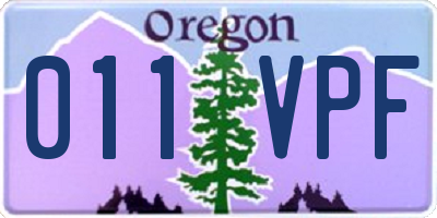 OR license plate 011VPF