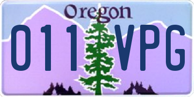 OR license plate 011VPG