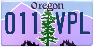 OR license plate 011VPL