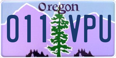 OR license plate 011VPU