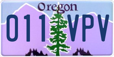 OR license plate 011VPV