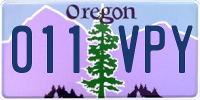OR license plate 011VPY