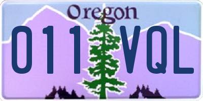 OR license plate 011VQL