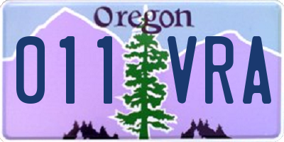 OR license plate 011VRA
