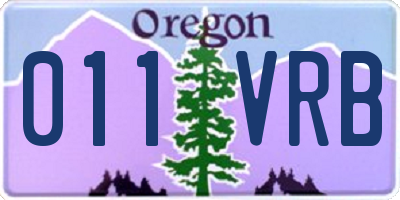 OR license plate 011VRB