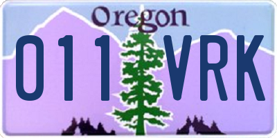 OR license plate 011VRK