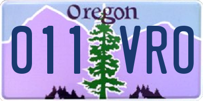 OR license plate 011VRO