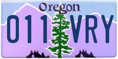OR license plate 011VRY