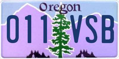 OR license plate 011VSB