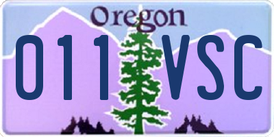 OR license plate 011VSC