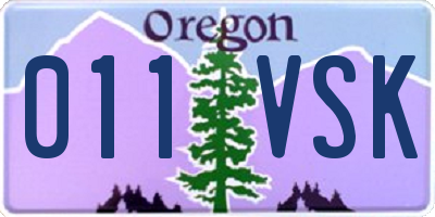 OR license plate 011VSK