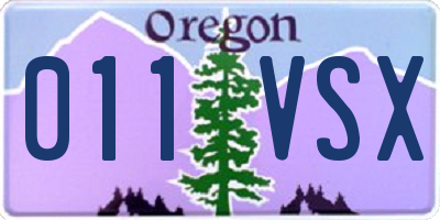 OR license plate 011VSX