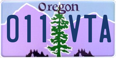 OR license plate 011VTA